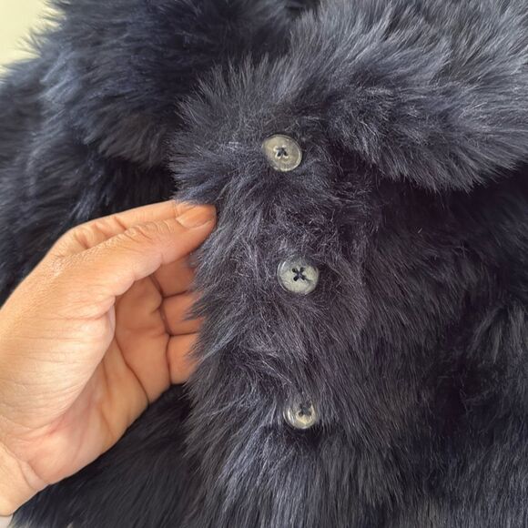 Janie and Jack The Festive Faux Fur Jacket in Dark Marine Size 6/12 Months - Picture 7 of 8